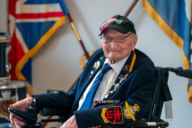 D-Day veteran David Teacher, pictured at Broughton House care home in Salford in March (Peter Byrne/PA)