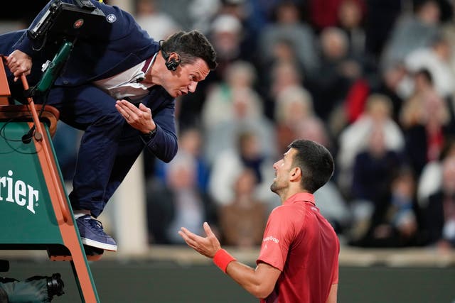 Novak Djokovic complained to chair umpire Nico Helwerth (Thibault Camus/AP)