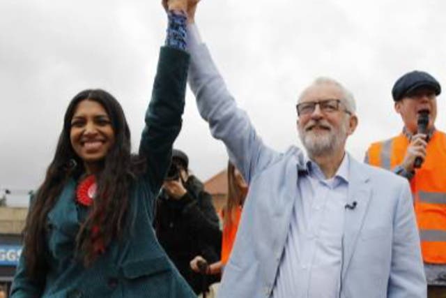 <p>Ms Shaheen with ex-Labour leader Jeremy Corbyn</p>