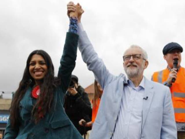 <p>Ms Shaheen with ex-Labour leader Jeremy Corbyn</p>
