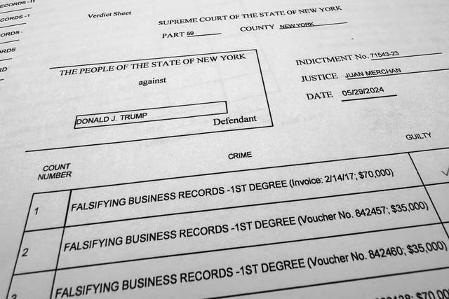 The full 34 charges against Donald Trump | The Independent