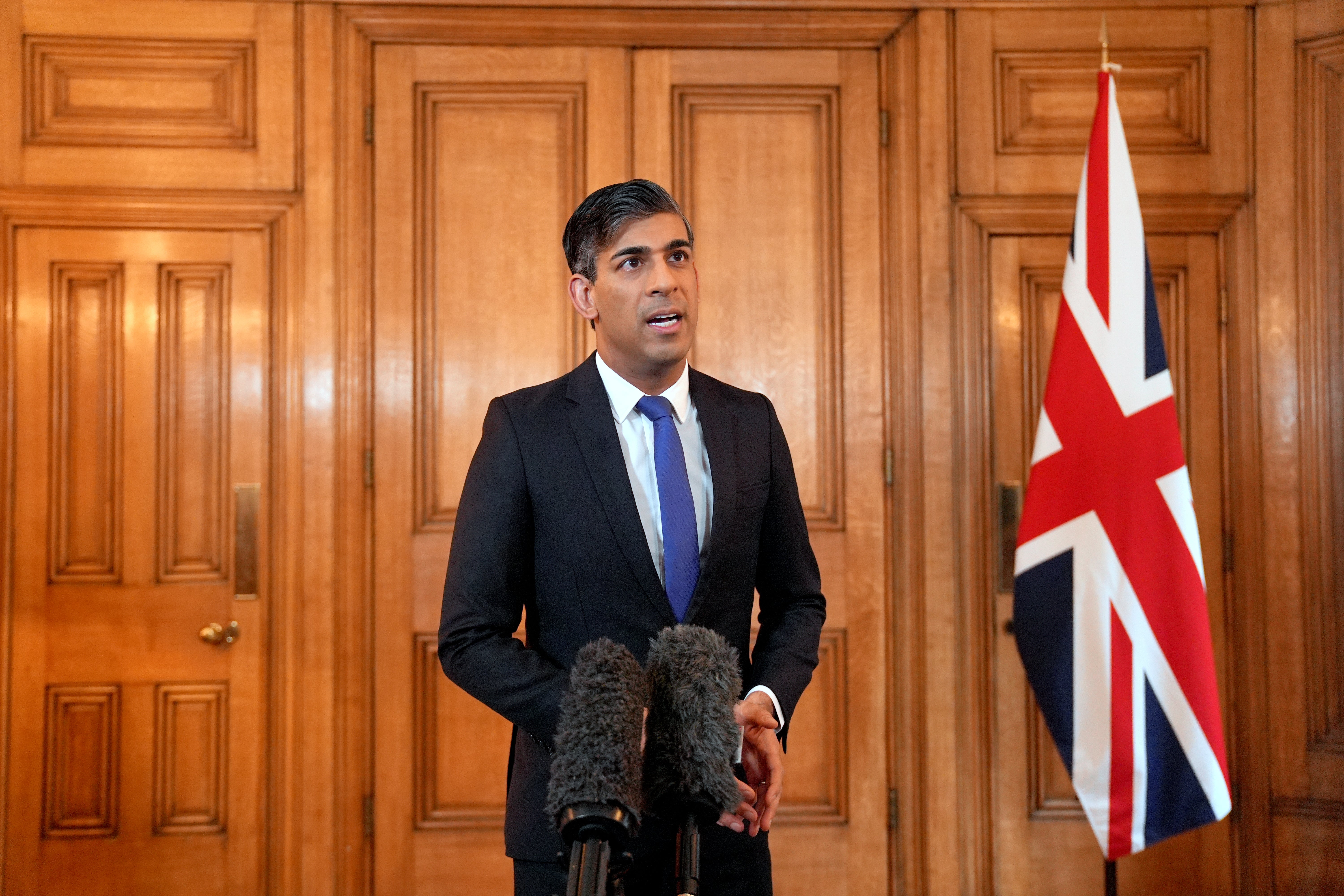 Prime Minister Rishi Sunak issues a statement at 10 Downing Street, London, after British and US forces struck Houthi targets in Yemen in the fifth combined operation since January