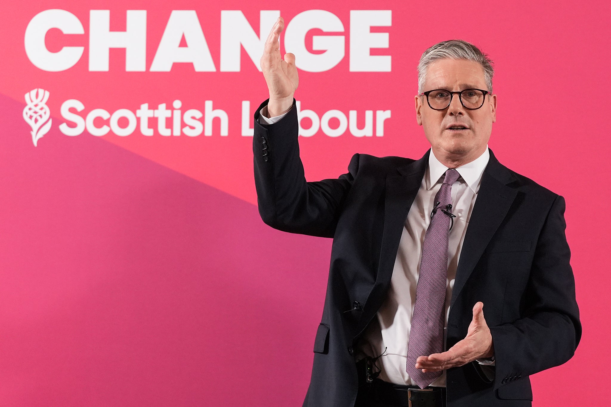 Labour Party leader Sir Keir Starmer at a launch event for Labour's six steps for change - their doorstep offer to Scots - at the Beacons Art Centre in Custom House Quay, Greenock