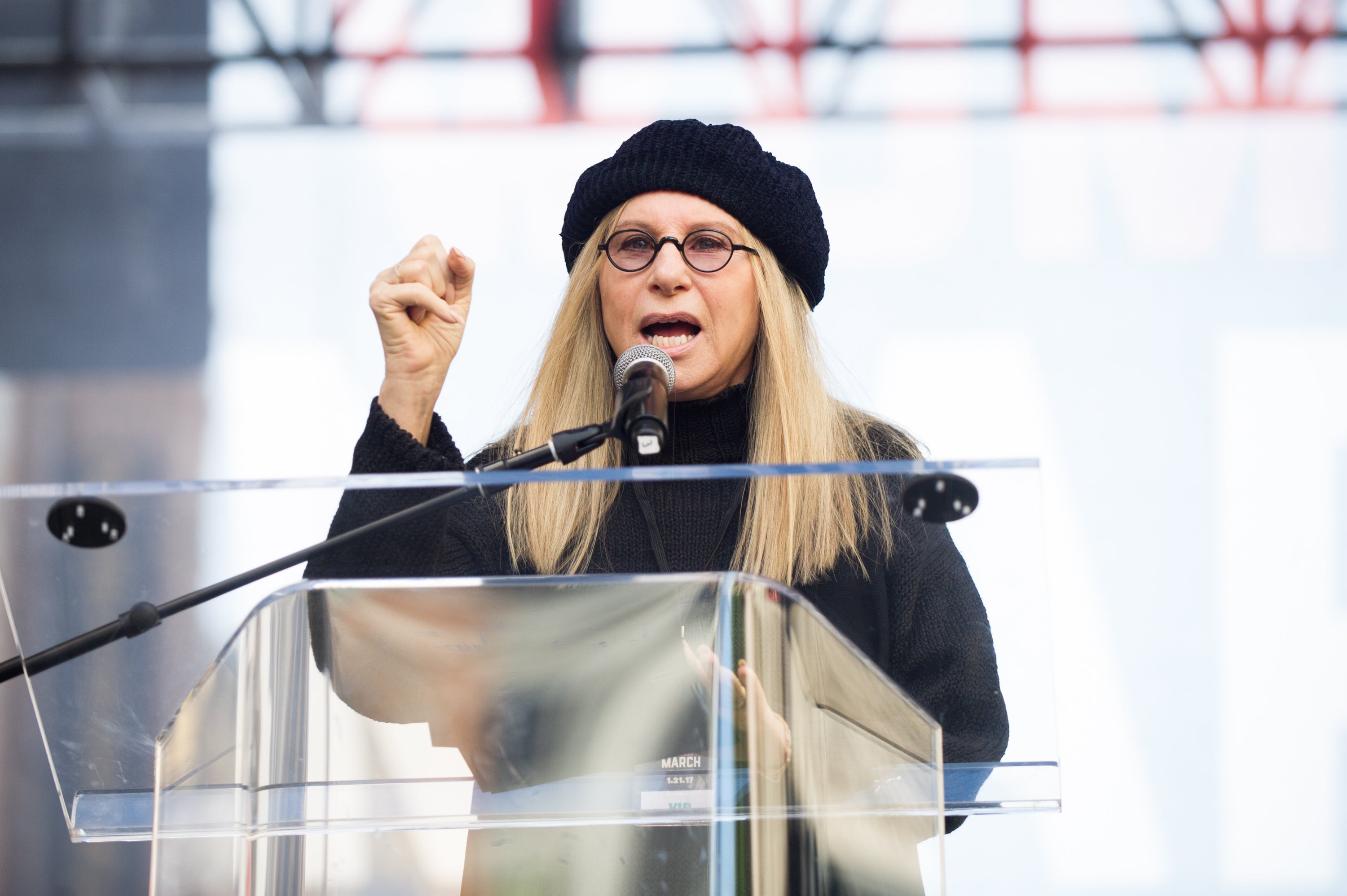 Barbra Streisand at the Women's March after President Trump's inauguration in 2017