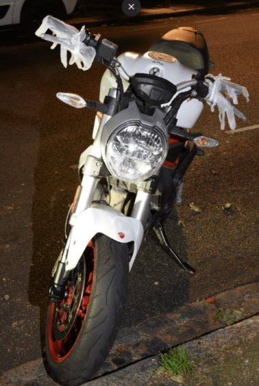 The stolen motorbike used in the attack was later found dumped at Colvestone Crescent
