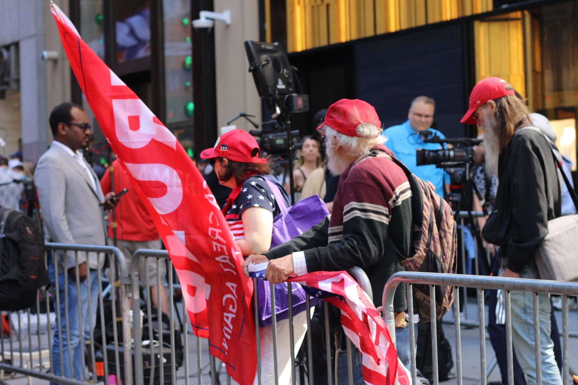 Trump supporters show to support the former president ahead of his press conference on Friday 31 May