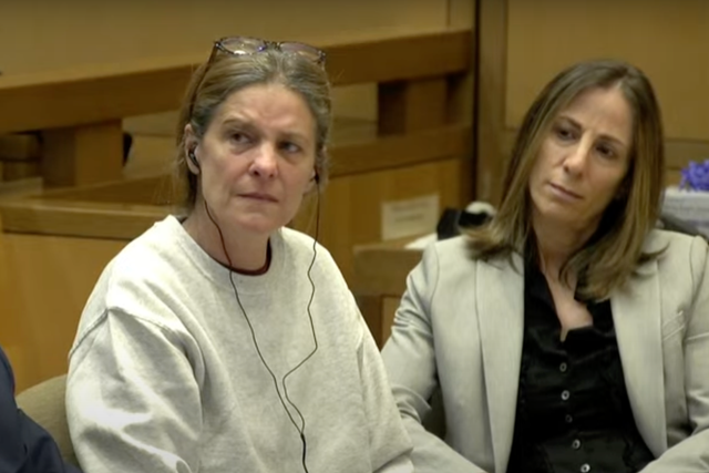 <p>Michelle Troconis listens to victim impact statements at her sentencing on May 31 2024 for her role in the Jennifer Dulos murder case</p>
