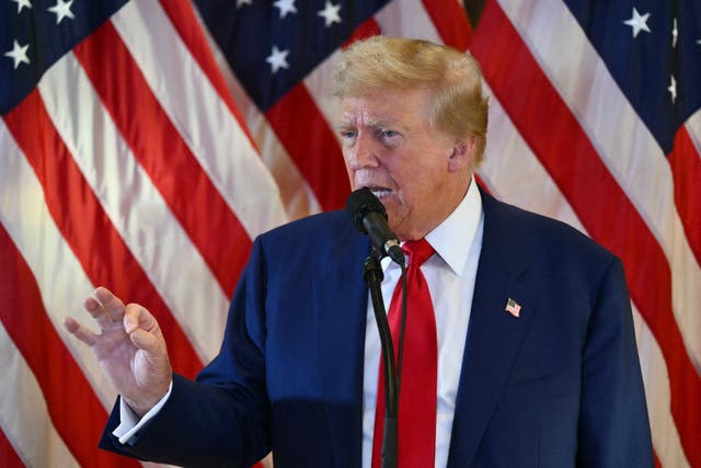 <p>Former US President and Republican presidential candidate Donald Trump speaks during a press conference after being found guilty over hush-money charges at Trump Tower in New York City on May 31, 2024</p>
