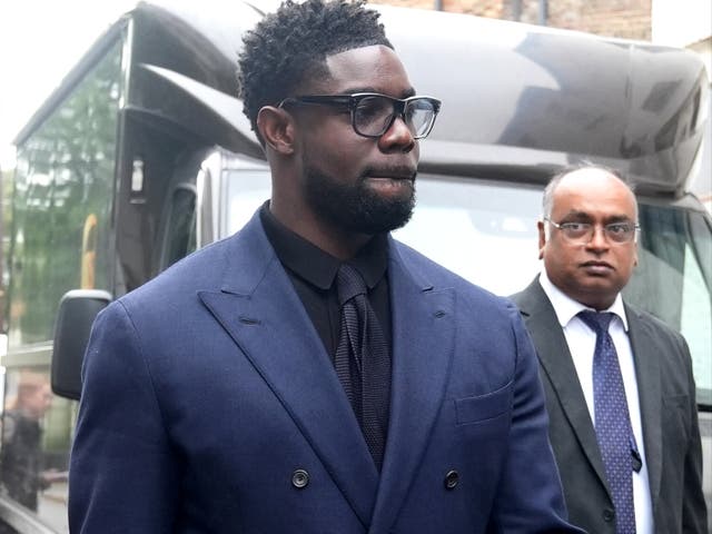 <p>Sky Sports pundit Micah Richards leaves Highbury Corner Magistrates’ Court</p>