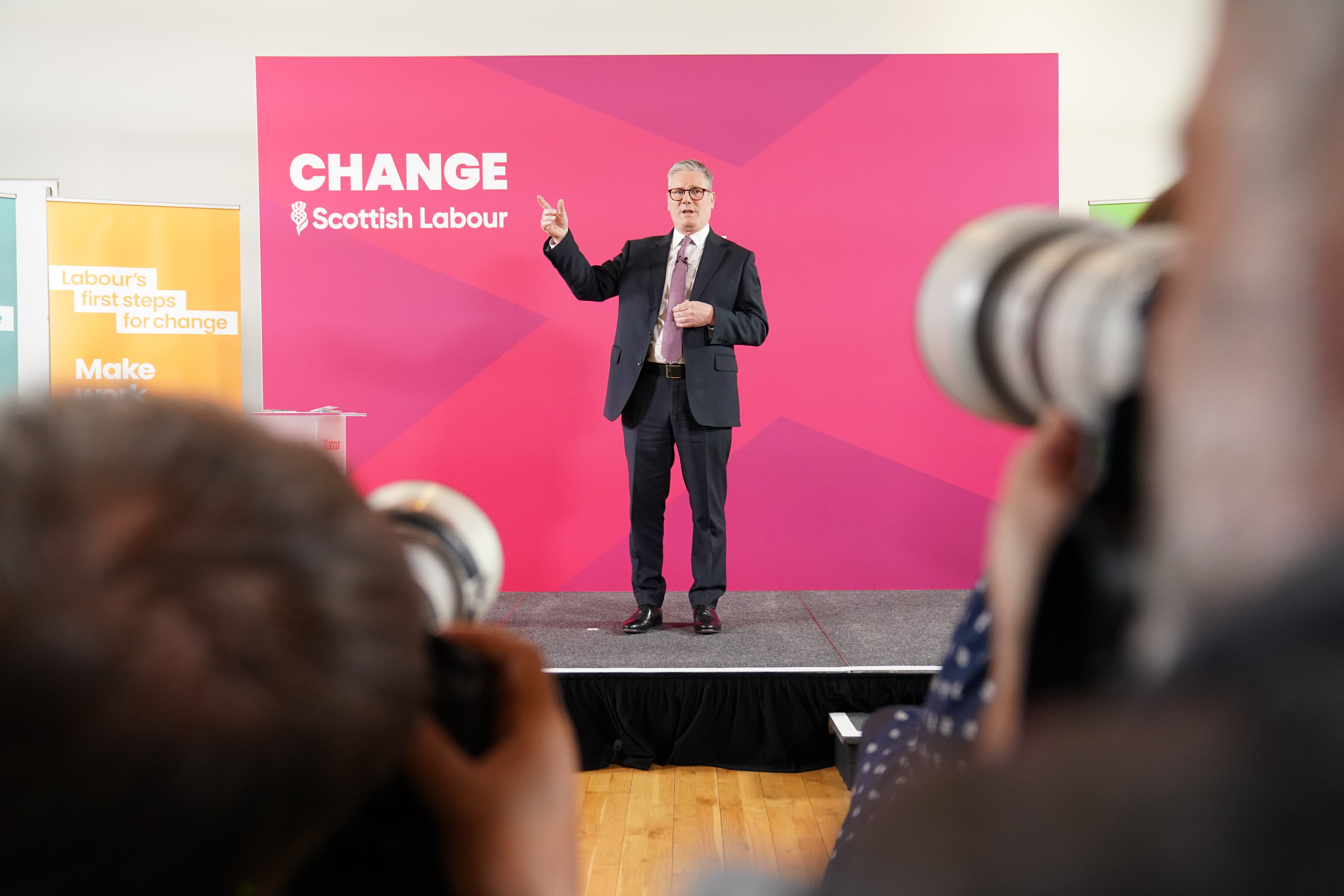 Labour leader Sir Keir Starmer at a launch event for Labour’s six steps for change – their doorstep offer to Scots – at the Beacons Art Centre in Custom House Quay, Greenock (Stefan Rousseau/PA)