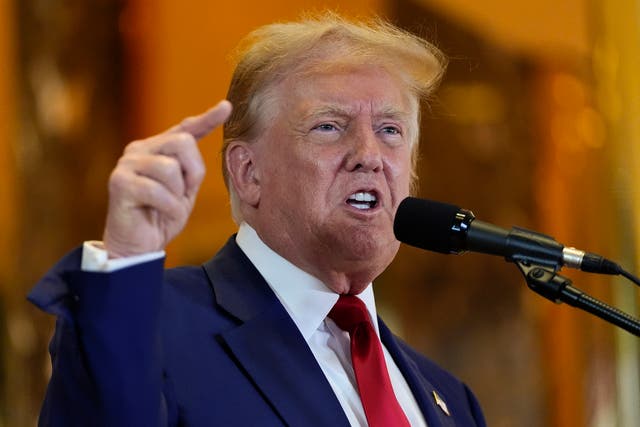 <p>Former president Donald Trump speaks during a news conference at Trump Tower, on 31 May 2024, in New York</p>