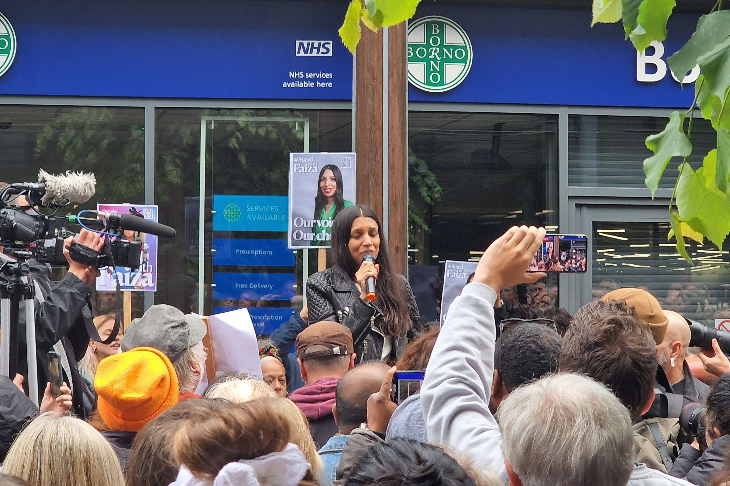 Former Labour candidate Faiza Shaheen addresses supporters (Piers Mucklejohn/PA)