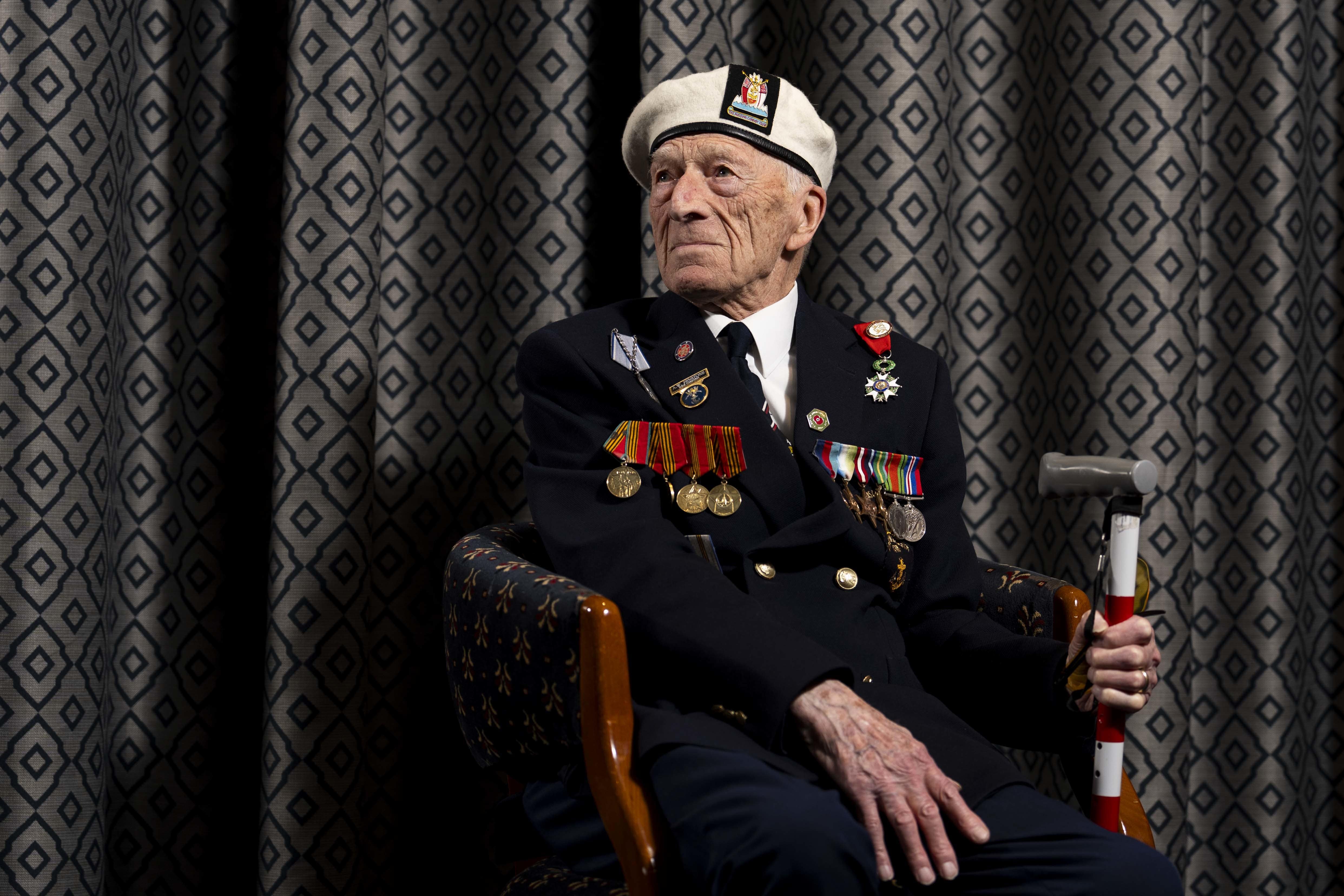 D-Day veteran Alec Penstone, 98, from the Isle of Wight, who served with the Royal Navy on board HMS Campania (Jordan Pettitt/PA)