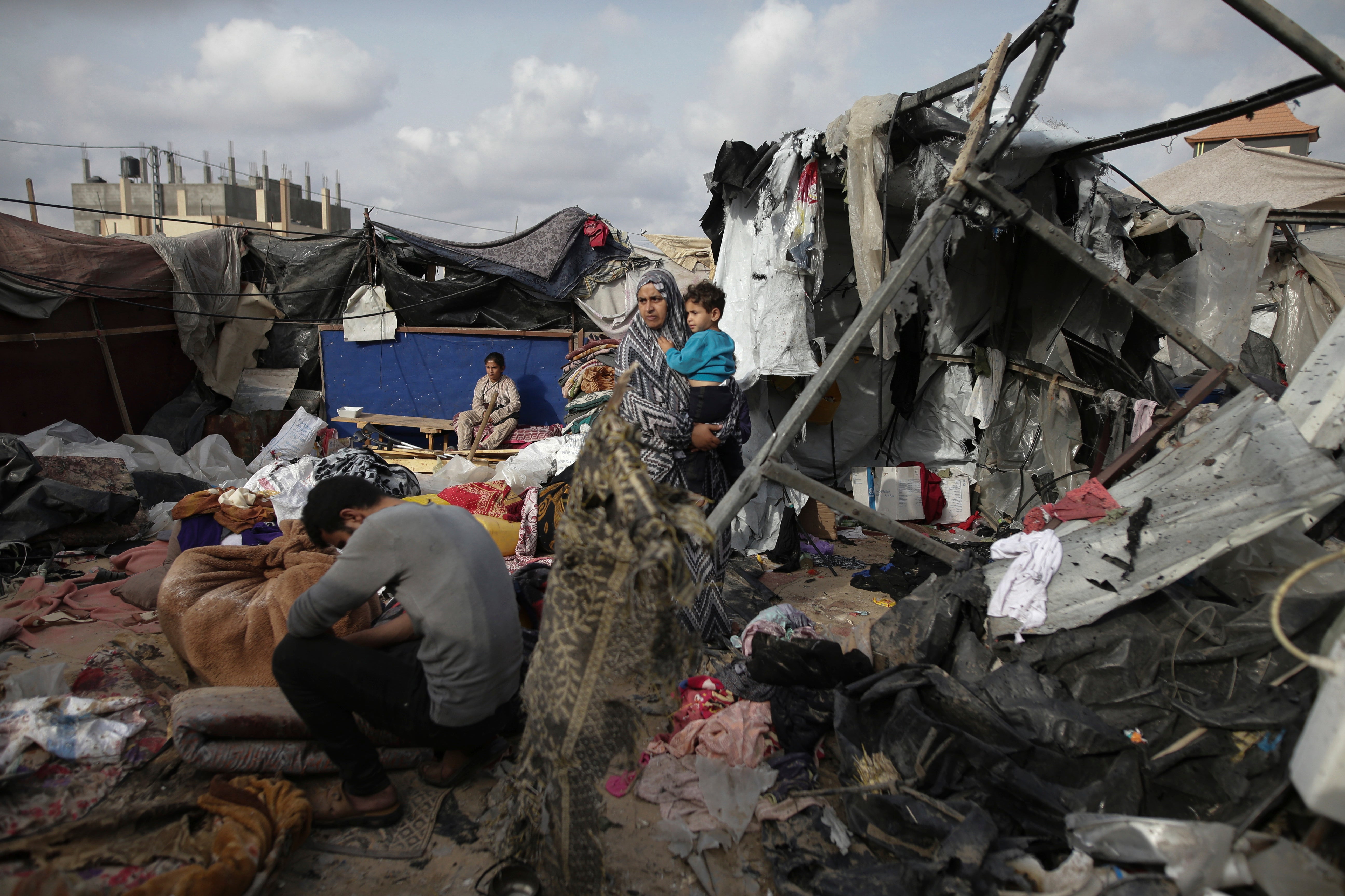 Displaced Palestinians in Rafah last week