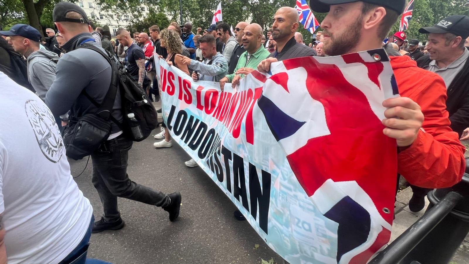Tommy Robinson marches on to Parliament Square