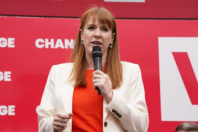 <p>Deputy Labour leader Angela Rayner at the launch of Labour’s campaign bus in Uxbridge</p>