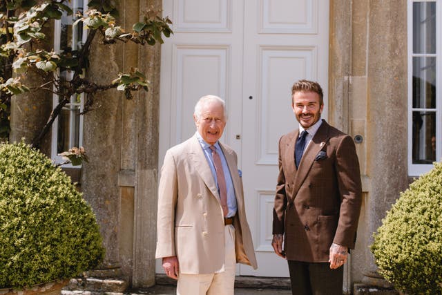 <p>The King at his Highgrove home with David Beckham, who has become an ambassador for the King’s Foundation </p>
