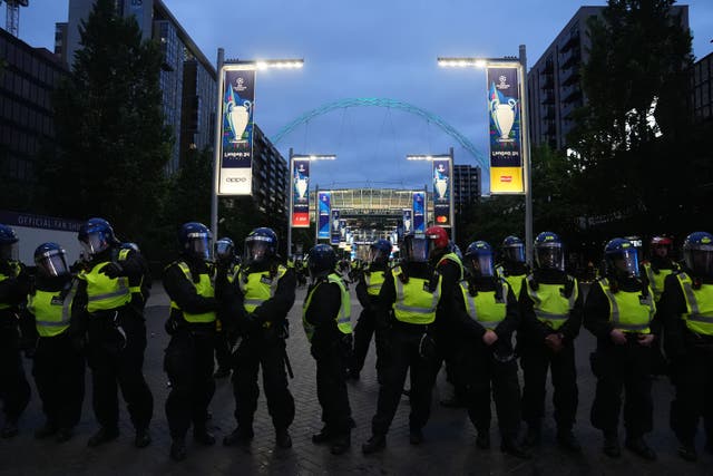 Police made 56 arrests around Saturday’s Champions League final at Wembley (Lucy North/PA)