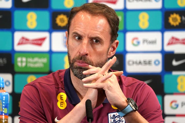 <p>Gareth Southgate was cautiously optimistic about the progress of England’s injured players </p>