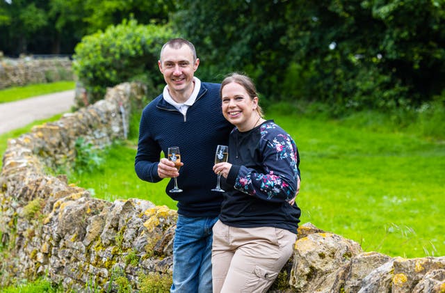 <p>Graeme White, 35, and his wife, Katherine, 36, are  celebrating after their £1 million win on EuroMillions</p>