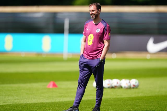 England manager Gareth Southgate during a training session (Owen Humphreys/PA)