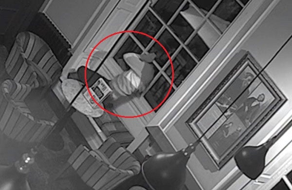 CCTV footage showed Blundell smashing a window and climbing into the pub