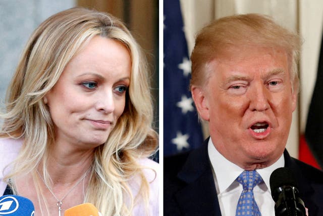 <p>Stormy Daniels (left) and Donald Trump (right) </p>