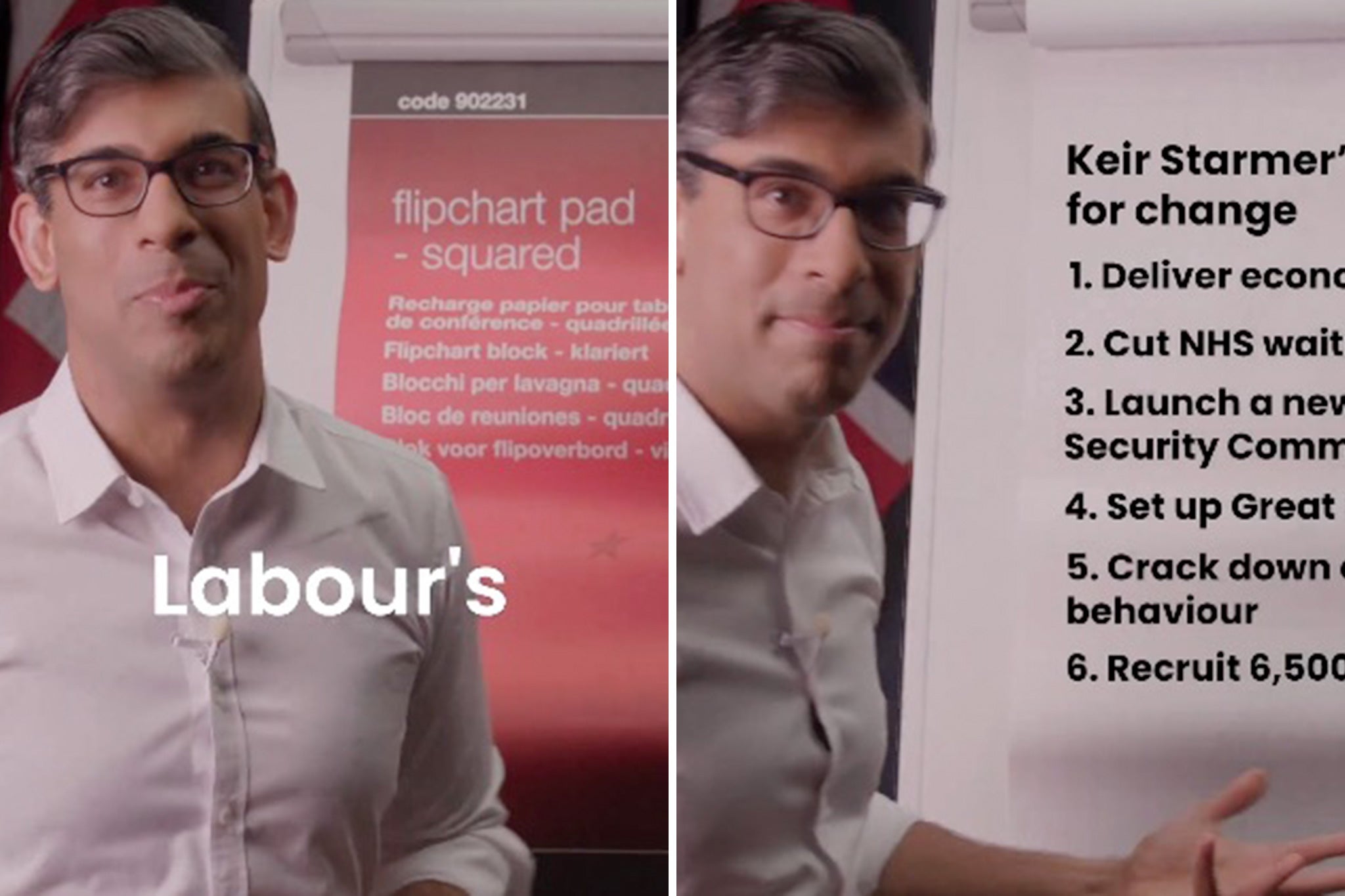 The Labour Party posted an edited version that showed Sir Keir Starmer ’s ‘first steps for change’