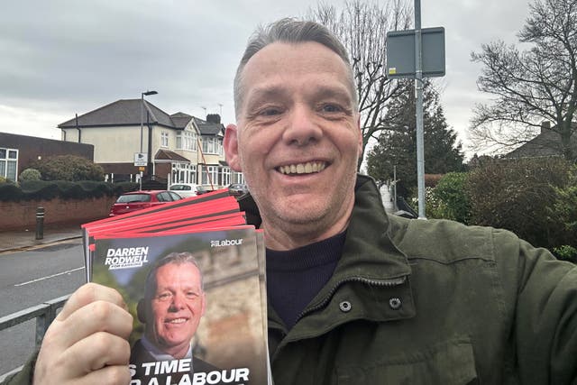 <p>Darren Rodwell has been campaigning for Labour in east London </p>