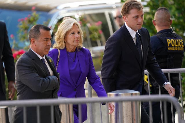 <p>Jill Biden arrives at the federal court on the opening day of trial of Hunter Biden</p>