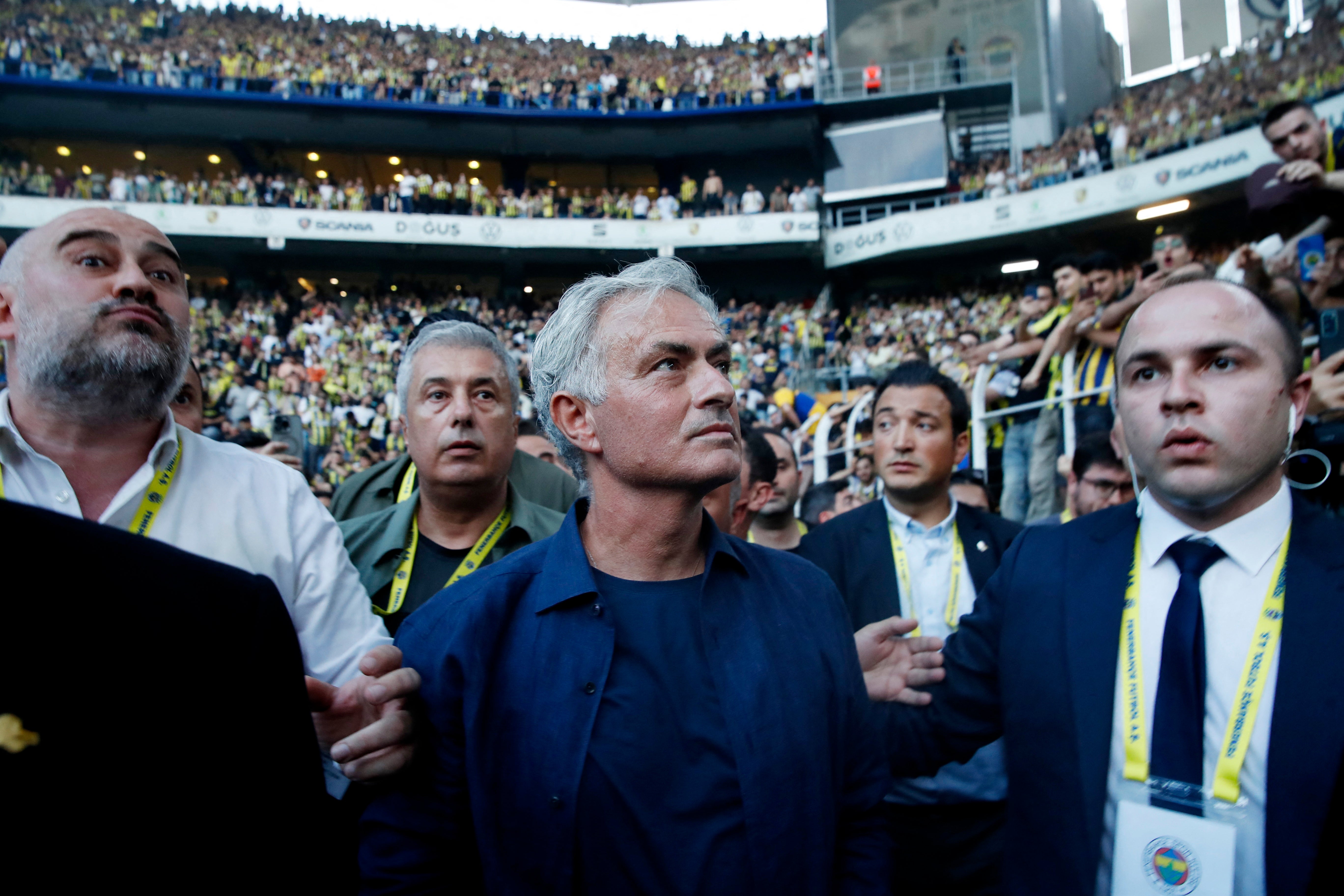 Mourinho was unveiled in front of a full Fenerbache stadium