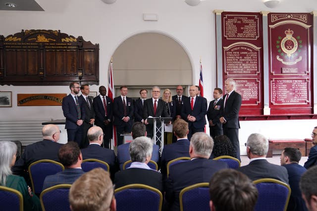 Labour Party leader Sir Keir Starmer paid a visit on Monday to the Fusilier Museum in the marginal seat of Bury North in Greater Manchester (Stefan Rousseau/PA)