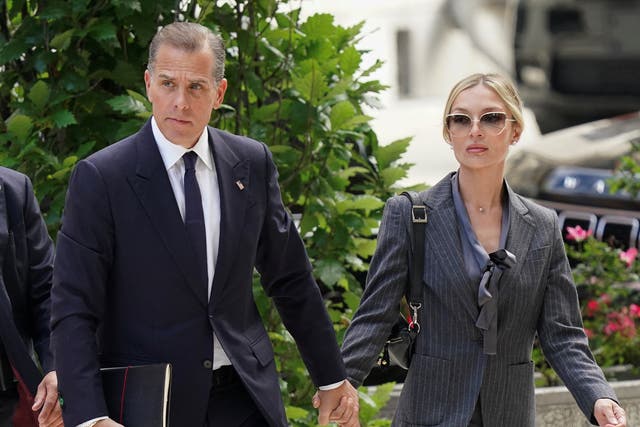 <p>Hunter Biden, son of U.S. President Joe Biden, arrives at the federal court with his wife Melissa Cohen Biden</p>