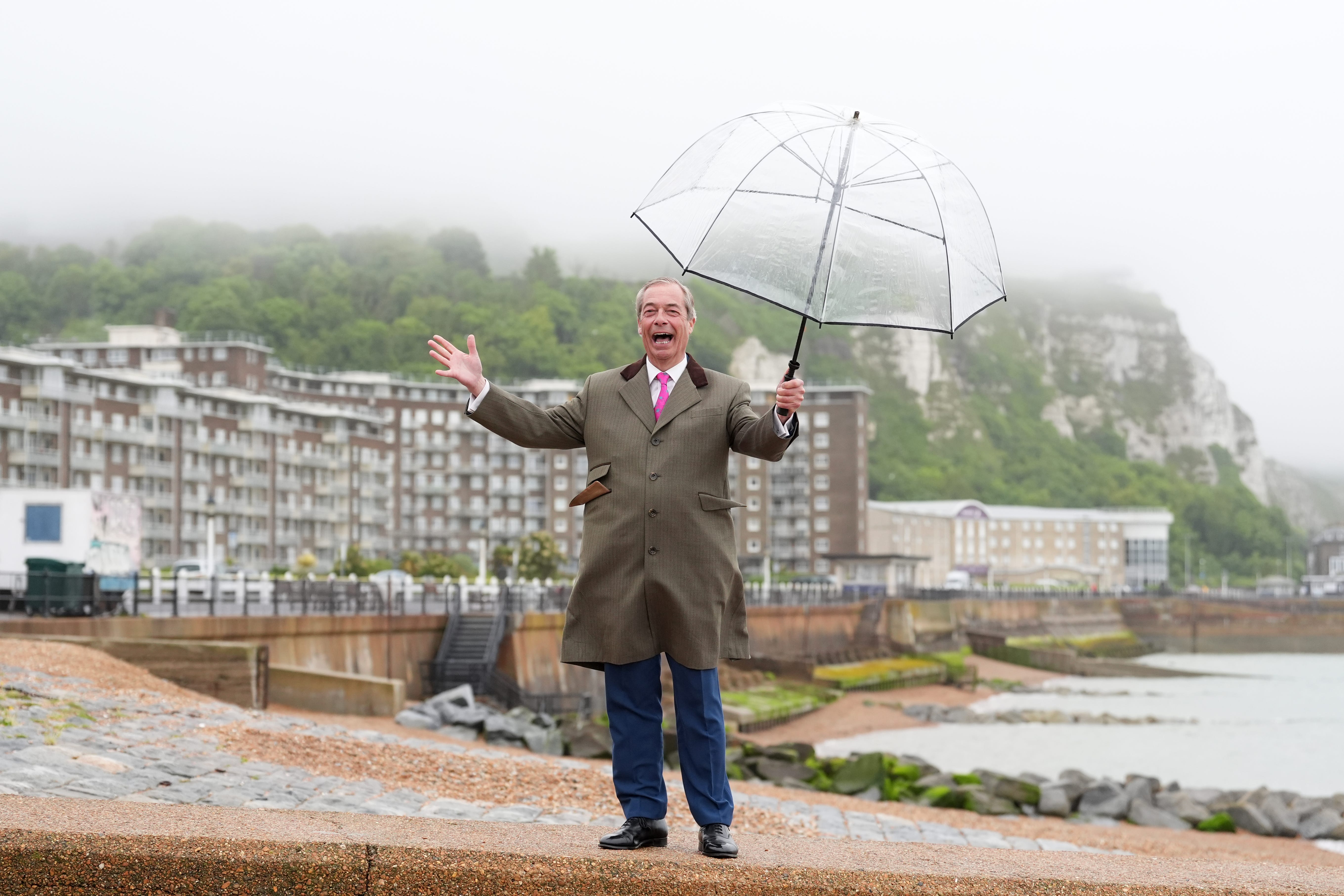 Nigel Farage poses for photographers in Dover (Gareth Fuller/PA)