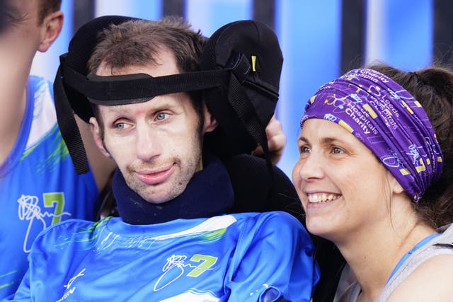 Rob Burrow with his wife Lindsey Burrow (Danny Lawson/PA)