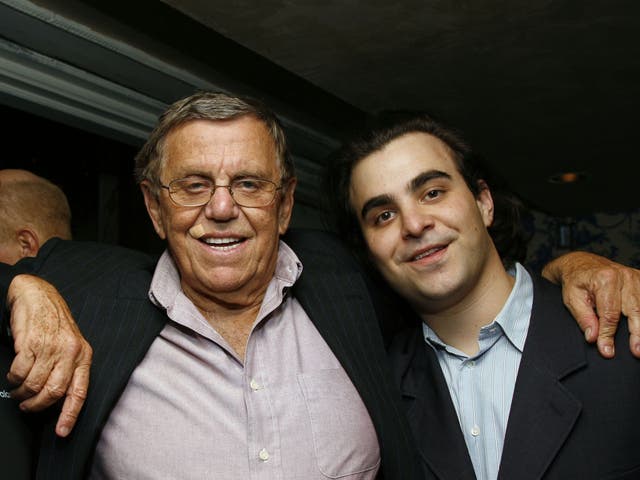 <p>Henry Jarecki, left, with his son Nicholas Jarecki at a film preview in July 2006</p>