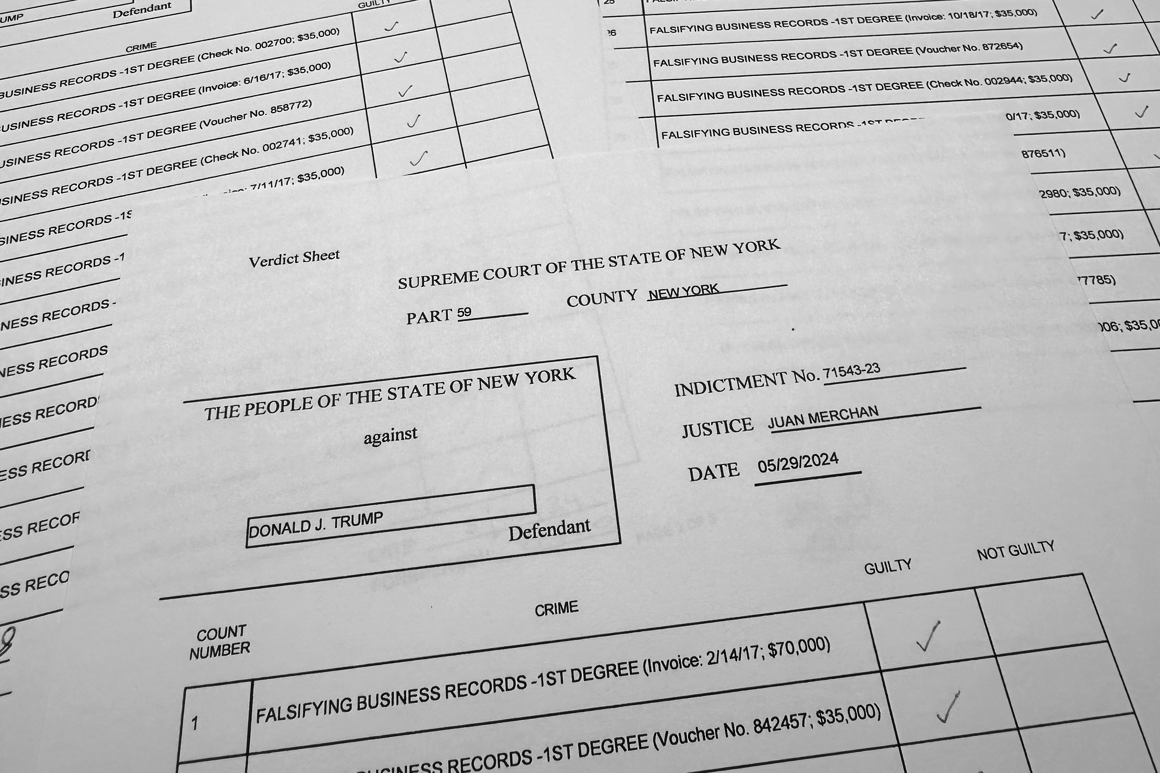 The verdict sheet in Trump’s hush money trial