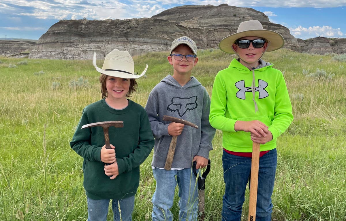 Three schoolboys left ‘fully speechless’ after discovering T rex skeleton in North Dakota