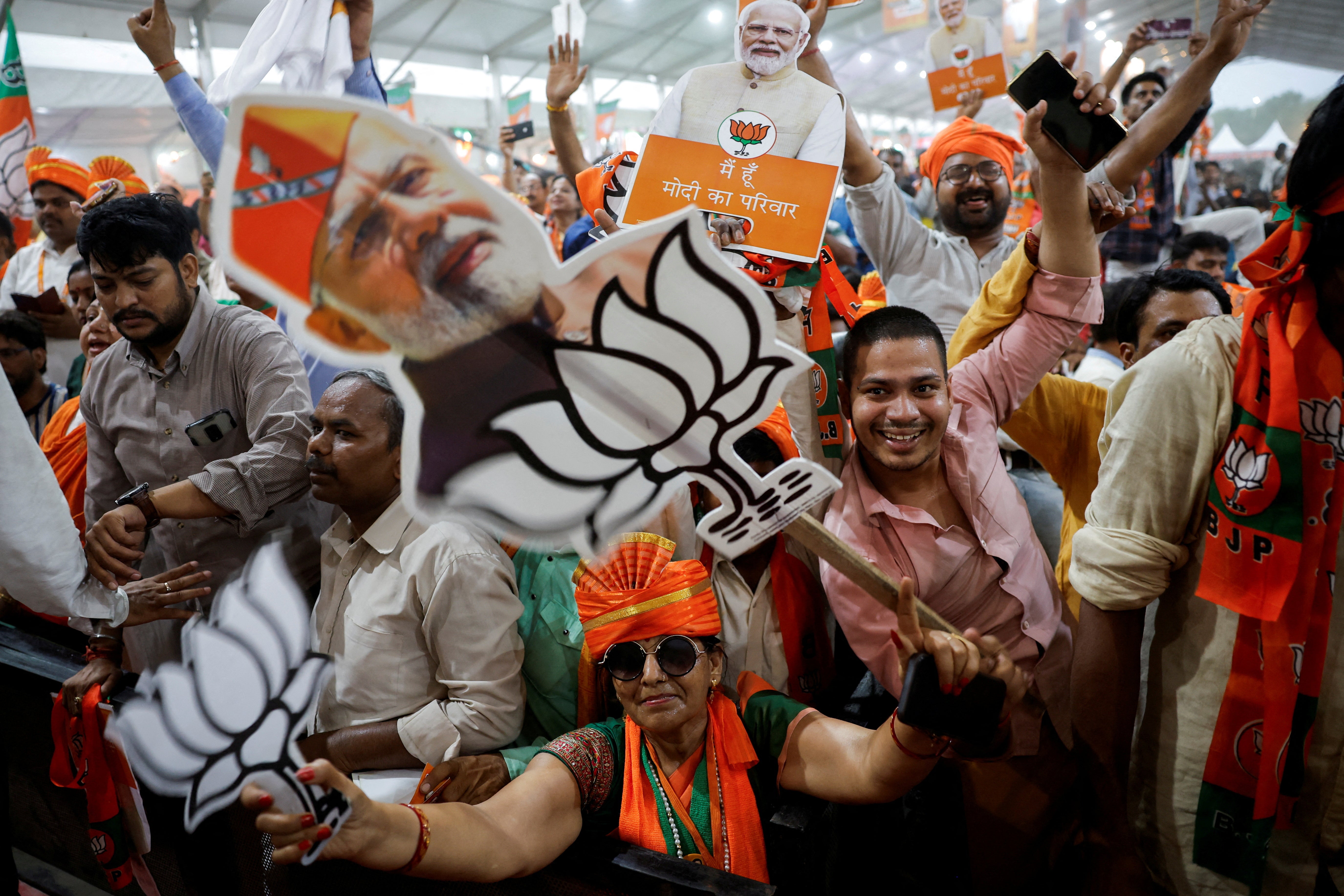 Indian Prime Minister Narendra Modi’s Bharatiya Janata Party (BJP)-led alliance is projected to win a big majority in the general election that concluded on Saturday, TV exit polls said