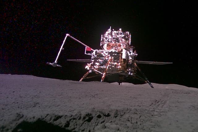 <p>Chang’e-6 lunar probe after it landed on the moon</p>