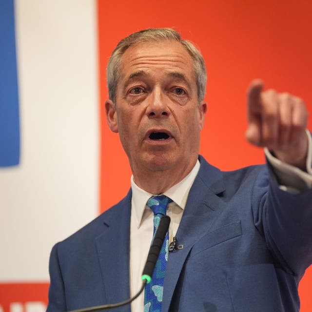 <p>Nigel Farage during a press conference to announce that he will become the new leader of Reform UK (Yui Mok/PA)</p>