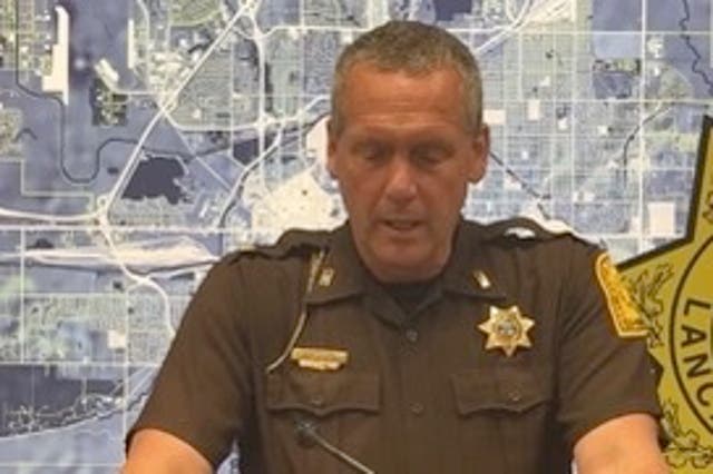 <p>Lancaster County Sheriff Chief Deputy Ben Houchin revealed details of the incident at a press conference on Monday </p>