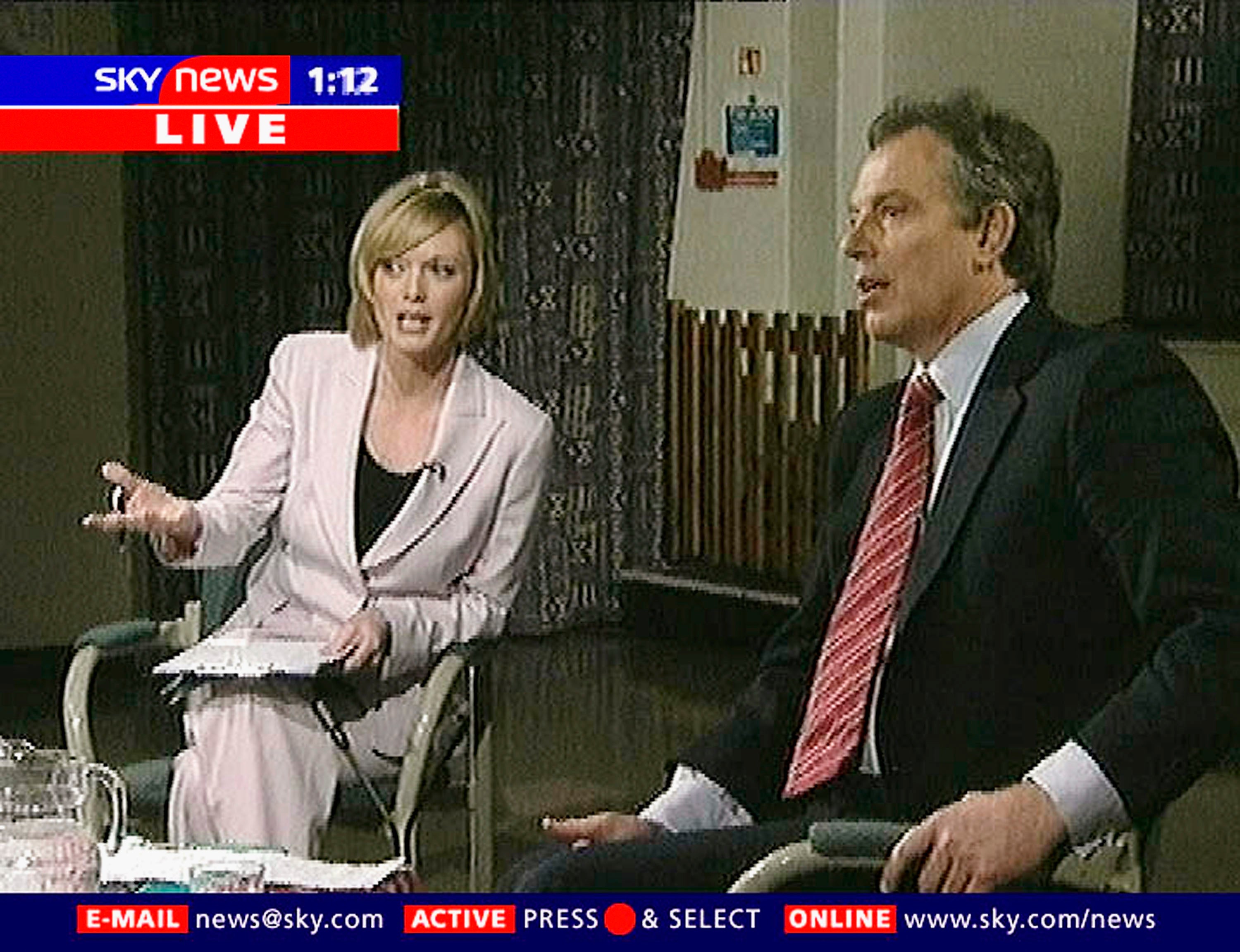 Ms Etchingham interviews Tony Blair for Sky News in 2005