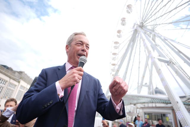 <p>Leader of Reform UK Nigel Farage launches his General Election campaign in Clacton-on-Sea, Essex (PA)</p>