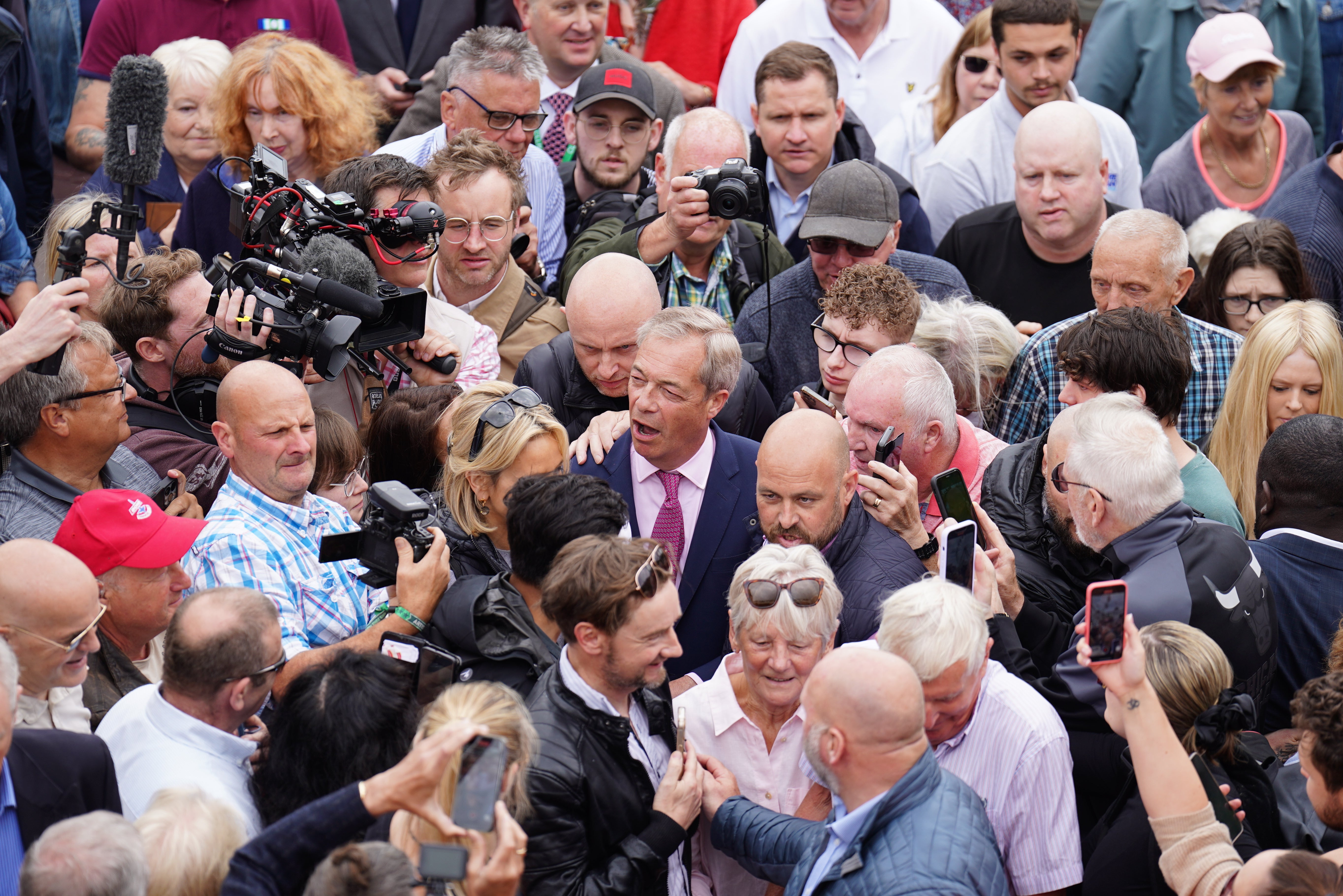 Mr Farage had beem mobbed by crowds at his campaign launch in Essex