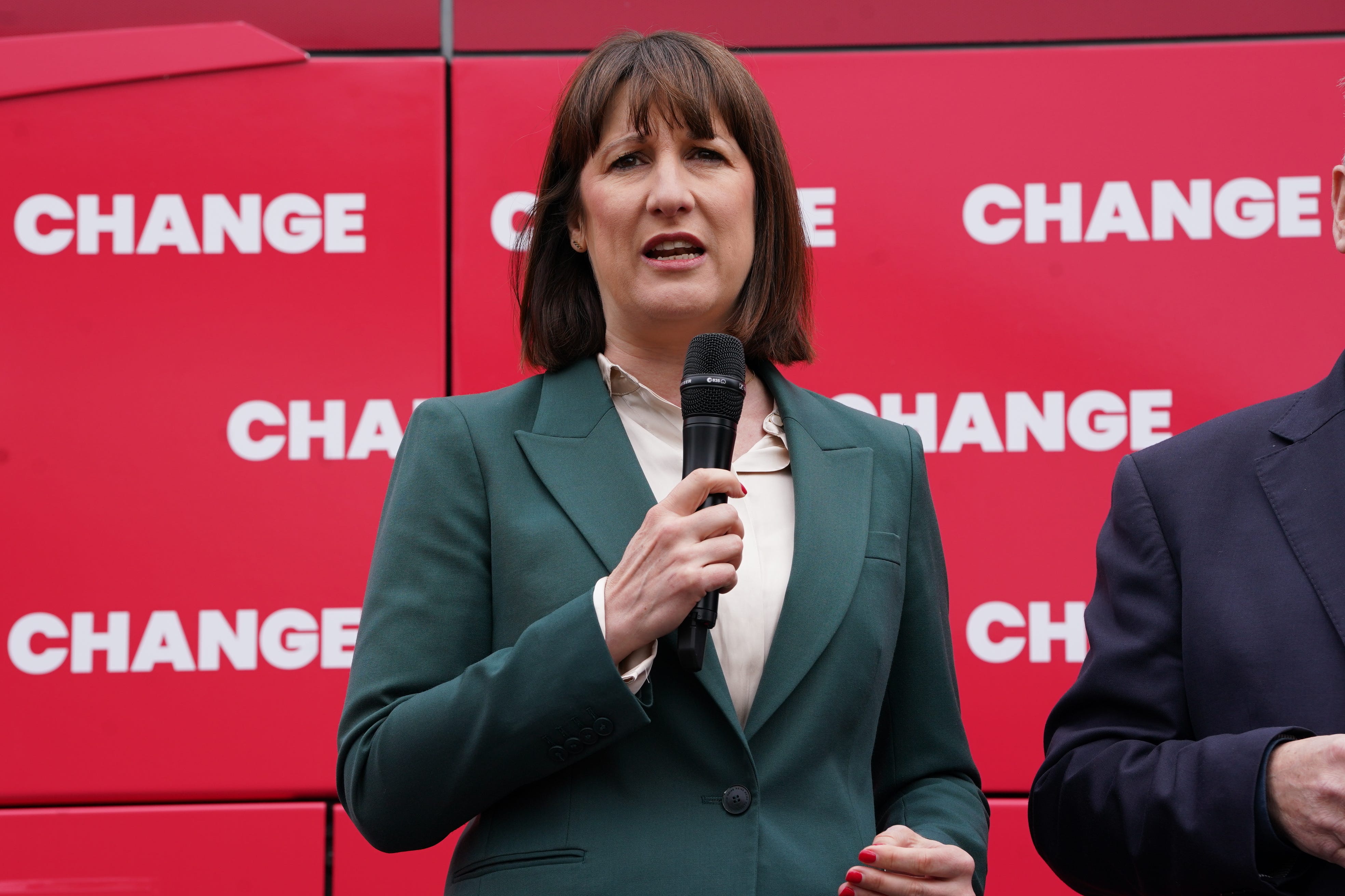 Rachel Reeves was in Edinburgh with Anas Sarwar (Lucy North/PA)