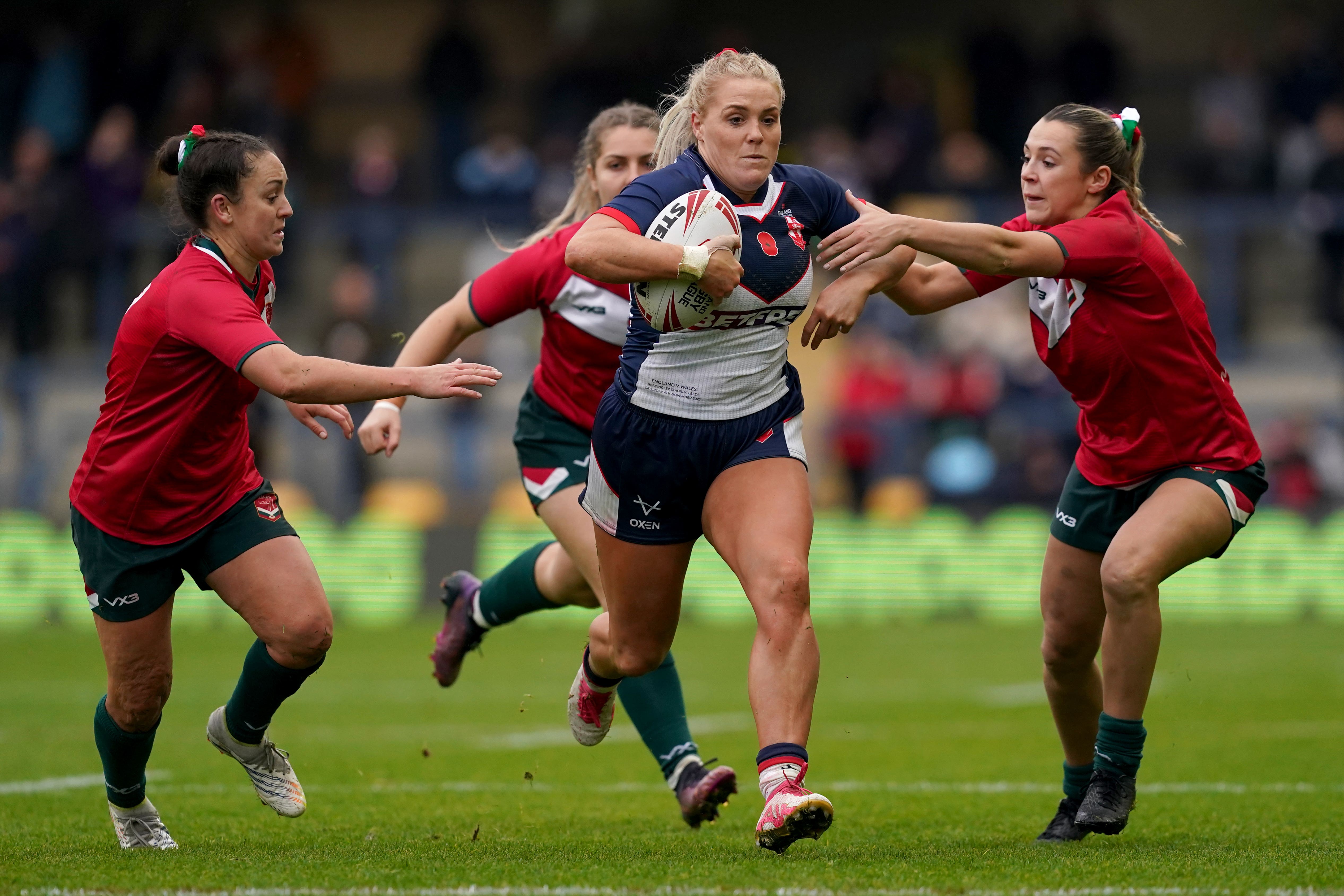 Amy Hardcastle (centre) says Leeds will be inspired by the memory of Rob Burrow when they face St Helens on Saturday (Martin Rickett/PA)