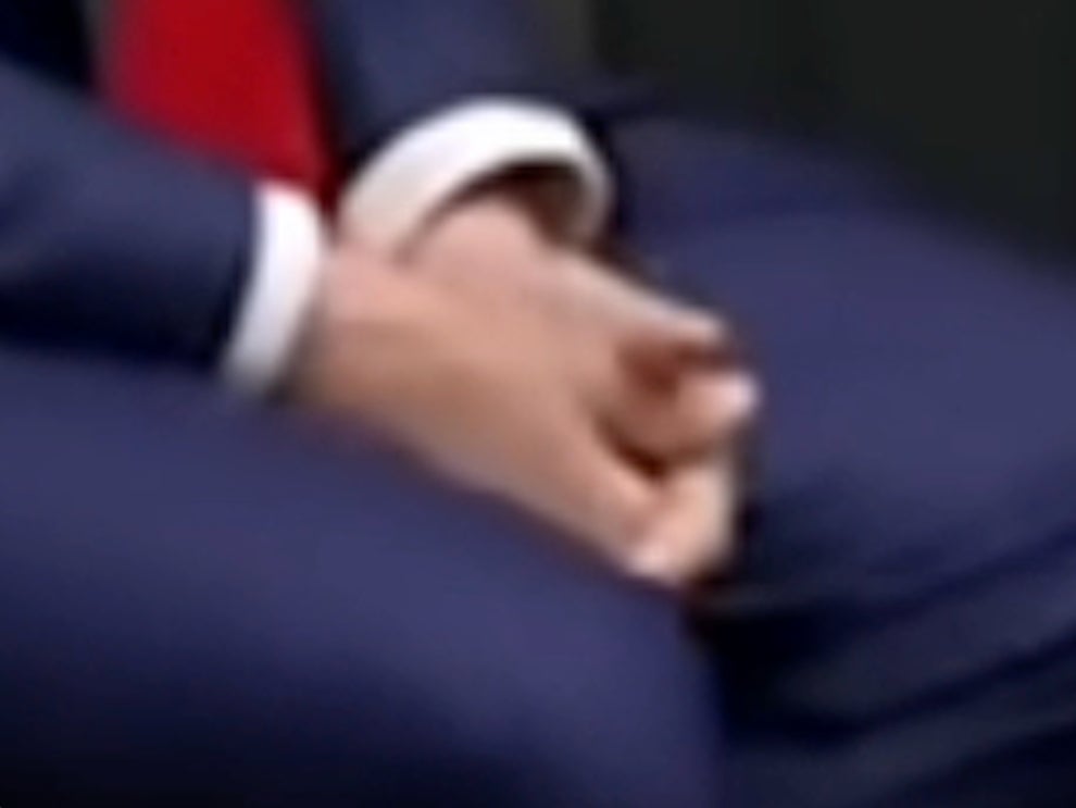 Donald Trump, seated for a Fox News interview on 2 June, holds his hands together in what ‘body language experts’ call a ‘fig leaf'
