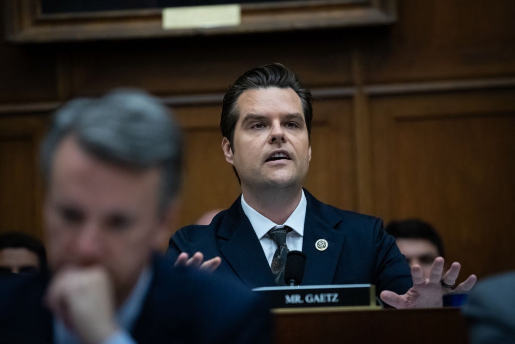Matt Gaetz is seen at Tuesday’s hearing of the House Judiciary Committee as Attorney General Merrick Garland appears before the panel