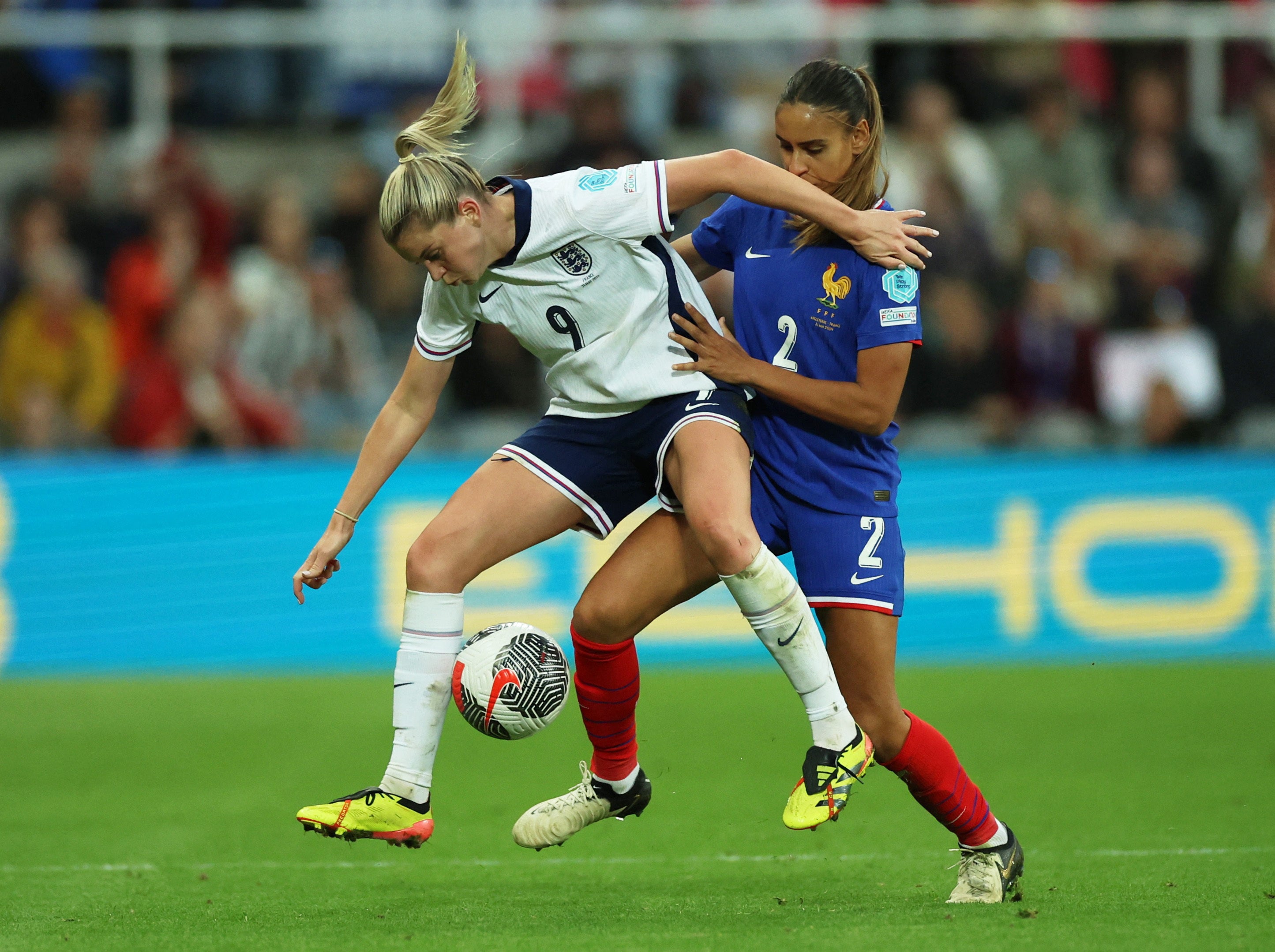 Russo dominated France defender Maelle Lakrar as England won 2-1